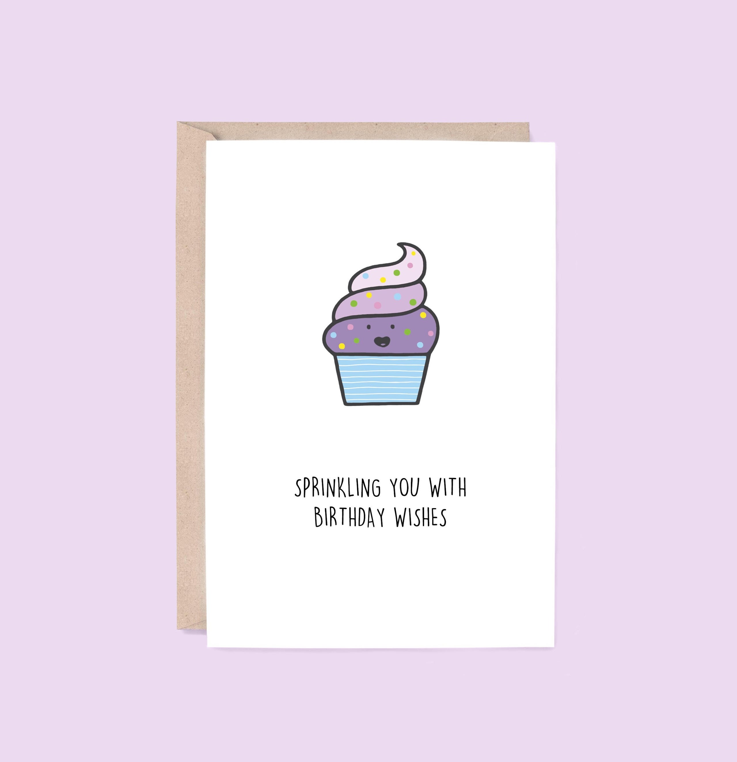 Sprinkling birthday wishes greeting card cupcake birthday card food